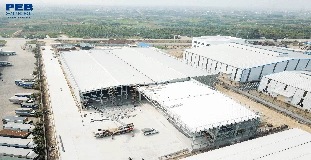 Prefab steel building project using Multi-Gable frames - bangunan struktur baja