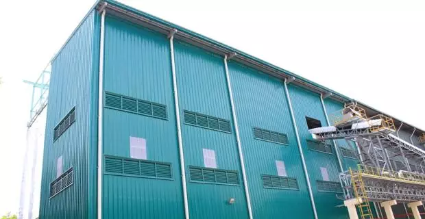 Prefab steel building using Opal Green Color - bangunan struktur baja prefabrikasi