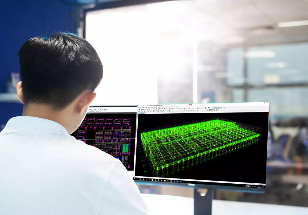 prefabricated steel building technical drawing